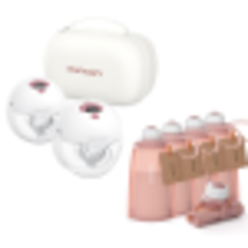 Momcozy M5 All-in-one Breast Pump,3 Modes 9 Levels & Silicone Breastmilk Storage Bags, Reusable Breastmilk Freezer Storing Bags