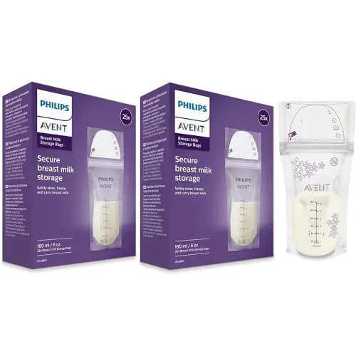 Philips AVENT Breast Milk Storage Bags, Clear, 6 Ounce, 50 Pack, SCF603/50