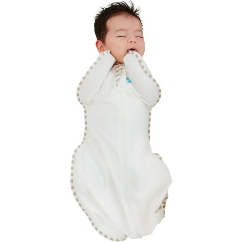 Love To Dream Swaddle UP Organic, Baby Sleeping Bag, Fabric for Moderate Temp (20-24°C), Arms Up Position, Baby Essentials for Newborn, Hip-Healthy, Twin Zipper for Easy Nappy changes, Cream