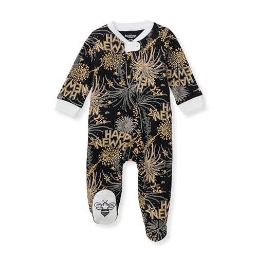 Burt's Bees Baby Boys' Sleep & Play PJs, 100% Organic Cotton One-Piece Zip Front Jumpsuit, Baby Boys Footie Pajamas & PJs