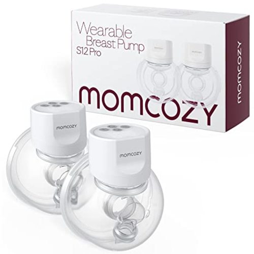 Momcozy Breast Pump S12 Pro Hands-Free, Wearable & Wireless Pump with Soft Double-Sealed Flange, 3 Modes & 9 Levels Double Electric Pump Portable, Smart Display, 24mm, 2 Pack, Elegant White - Pack of 2
