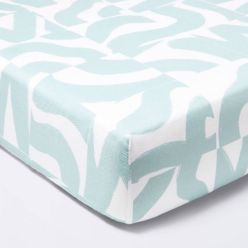 Fitted Crib Sheet Tile Print - White/seafoam - Cloud Island™