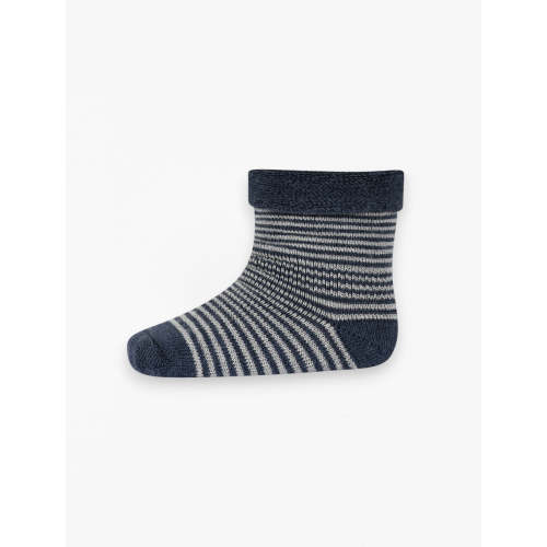 Viggy Wool Striped Socks in Dark Denim Melange