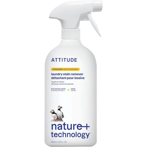 ATTITUDE Laundry Stain Remover, Plant and Mineral-Based Ingredients, Vegan and Cruelty-free Household Products, Citrus Zest, 27.1 Fl Oz