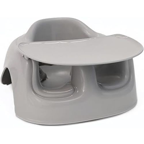 Bumbo Plastic Floor Seat Lite & Tray Combo for Babies 3 to 12 Months, Breige - Lightweight Portable Baby Chair with Large Legroom and 3-Point Harness for Feeding and Play