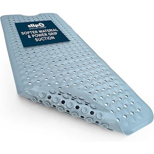 SlipX Solutions Power Grip 39x16 Bathtub & Shower Mat | Premium Non-Slip Bath Safety | Solid Gray