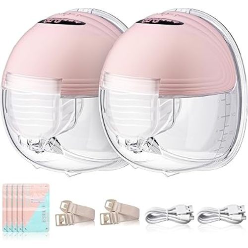 Hands Free Breast Pump, Wearable Electric Breast Pump, for Breastfeeding with 24mm Double-Sealed Flange, 3 Modes & 12 Levels,Smart Display, Low Noise (2PACK)