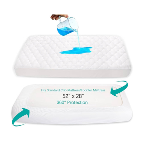 Crib Mattress Protector Sheets Fitted Waterproof Crib Mattress Pad Cover, Noiseless & Machine Wash 100% Absorbent Crib/Toddler Mattress Protector Sheet Quilted, White, 52" x 28"