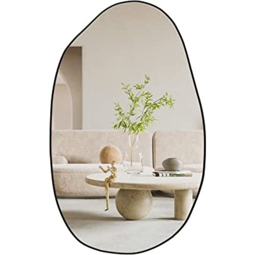 CASSILANDO Irregular Wall Mirror, Asymmetrical Mirror Wall Mounted, Unique Vanity Mirror,Shaped Dressing Mirror Decorative for Living Room, Bathroom, Bedroom, Entryway Wall Decor, 33.5"×20.5"