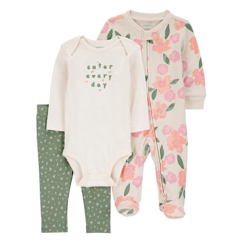 Baby Girls Carter's 3-pc. Long Sleeve Bodysuit, Pants, & Zip-Up Set