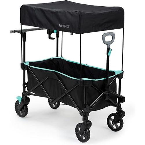 Summer by Ingenuity Pop 'N Ride Lightweight Stroller Wagon - Face-to-Face Seats for 2 with 3-Point Harnesses & Sun Canopy