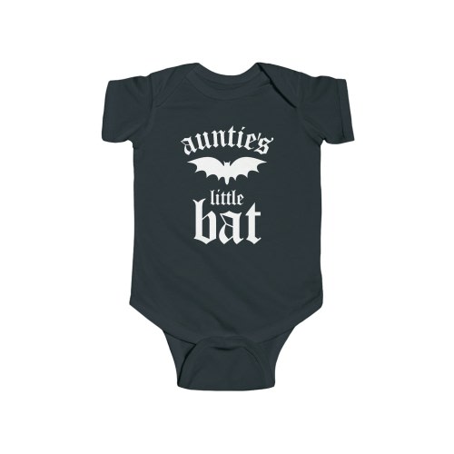Auntie's Little Bat | Spooky Goth Baby | Alternative Baby Shower Gift | Cool Metal Baby One Piece Witch Clothes | Gothic Black Bodysuit