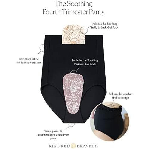 Kindred Bravely Postpartum Panty, Essential Underwear with 2 Hot or Cold Gel Packs