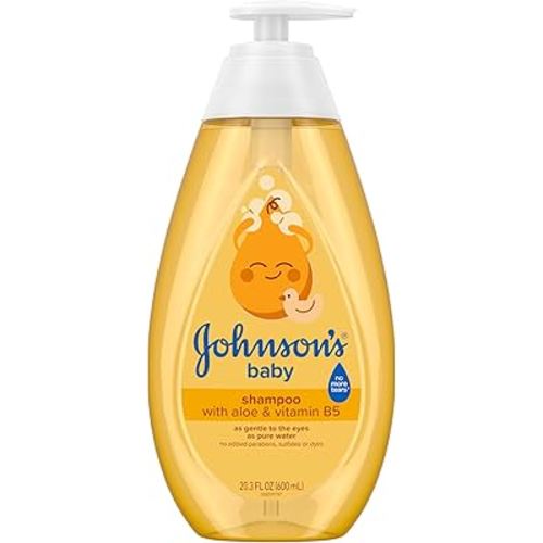 Johnson's Baby Shampoo with Aloe Vera & Vitamin B5, Tear Free, Newborn Essentials, No added Parabens & Sulfates, Hypoallergenic, 20.3 fl. oz