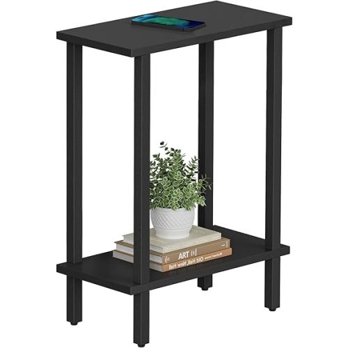 TUTOTAK Small Side Table, Narrow End Table, Skinny Sofa Table, Slim Nightstand, Couch Table, Living Room, Bed Room, Black TB01BK062