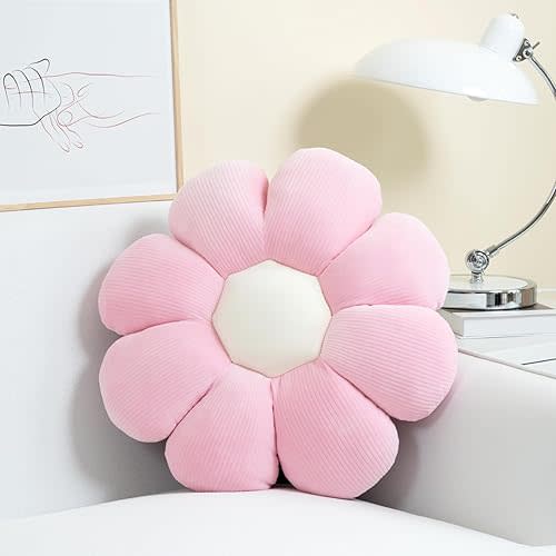Sioloc Flower Pillow,Flower Shaped Throw Pillow Butt Cushion Flower Floor Pillow,Seating Cushion,Cute Room Decor & Plush Pillow for Bedroom Sofa Chair(Blush,15.7")
