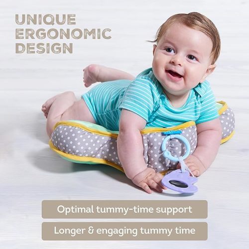 Taf Toys Baby Tummy Time Pillow | Perfect for 2-6 Months Old Babies, Enables Easier Development & Easier Parenting, Natural Developmental, Comfortable Tummy Time, Ergonomic Design, Detachable Toys - Green