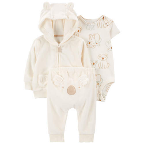 Baby 3-Piece Koala Little Jacket Set - NB - Style,Ivory