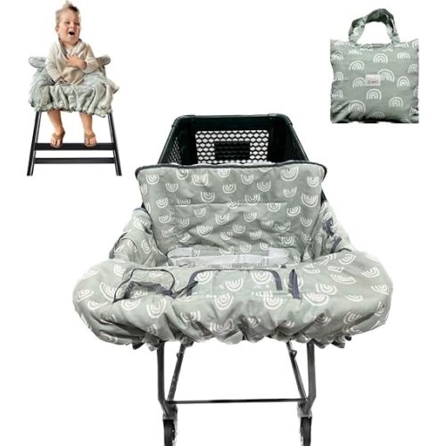 Shopping Cart Cover for Baby Girl & Boy - 2 in 1 High Chair Cover - Universal Fit Cart Cover for Babies for Costco, Walmart, & More - Foldable Baby Cart Cover w/Pouch for Snacks, Phone, & More