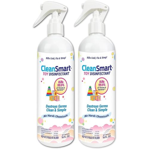 CleanSmart Toy Disinfectant Spray Kills 99.9% of Viruses and Bacteria, Rinse Free, 16 oz Bottle, (Pack of 2)
