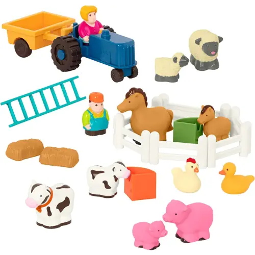 Battat – Farm Animals Play Set – 25 Farm Toys for Toddlers – Animals, Fences, Farmers, Tractor, Trailer & More – Little Farmer’s Playset – 18 Months + (BT2662Z)