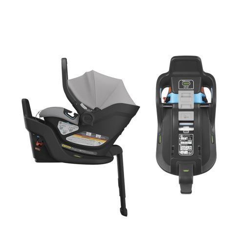 UPPAbaby Aria Infant Car Seat Bundle with Extra Base/Just Under 6 lbs for Portability/XL Canopy for Airflow+Sun Protection/Enhanced Safety Features - Anthony (Grey/Chestnut Leather)