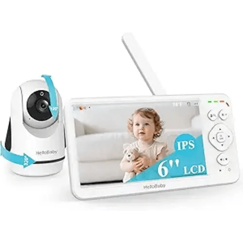 HelloBaby Baby Monitor with Camera and Audio, 6" World First IPS Large Screen, No WiFi 30H Battery 4000mAh, Night Vision, 2-Way Talk, Remote PTZ, ECO,1000ft, Video Audio Monitor for Baby Elderly Pet