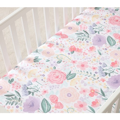 Flora Organic Crib Fitted Sheet | Pottery Barn Kids