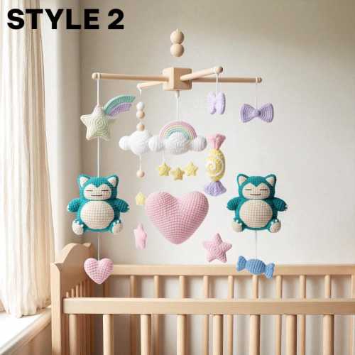 Blue Crochet Baby Mobile with Forest Theme Amigurumi Craft Nursery Room Decor Pokemon Crib Toy Baby Shower Gift