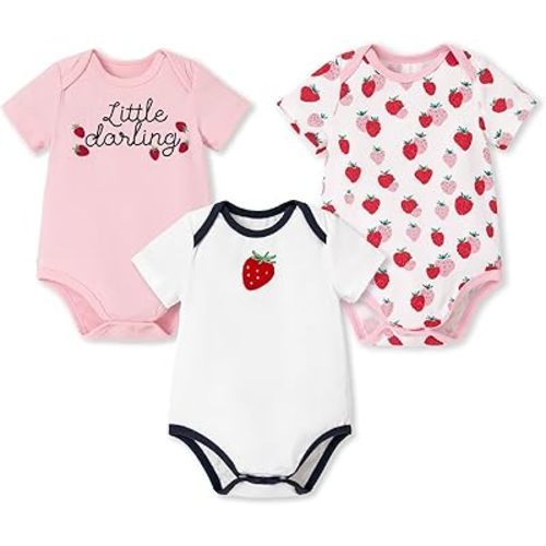 PATPAT Baby Bodysuits Rayon Super Durable - Short Sleeve for Boys and Girls - Newborn Infant Unisex Gift Clothes - 3 Pack