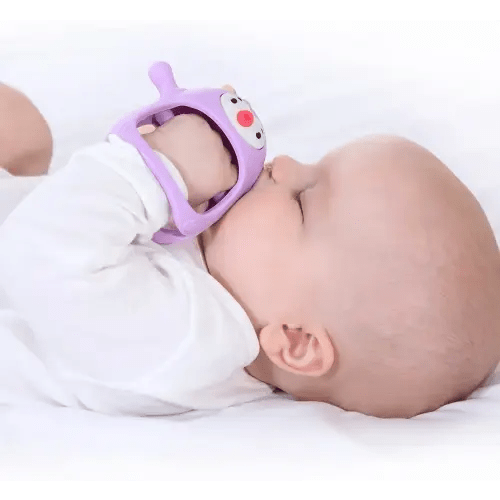 Smily Mia Penguin Buddy Never Drop Silicone Baby Teething Toy for 0-6month Infants, Baby Chew Toys for Sucking Needs, Hand Pacifier for Breast Feeding Babies, Car Seat Toy for New Born,Light Purple