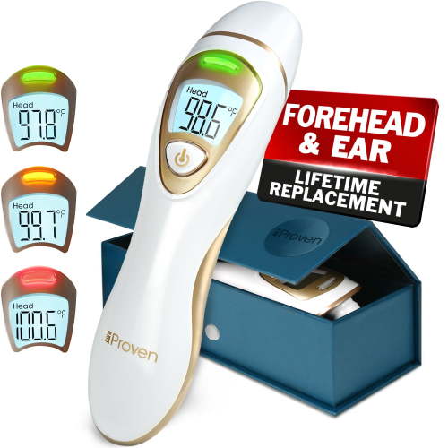 IPROVEN New 2024 No-Touch Forehead Thermometer for Adults and Kids (Superior Accuracy, Upgraded Fever Alarm, Quiet Vibration Alerts)