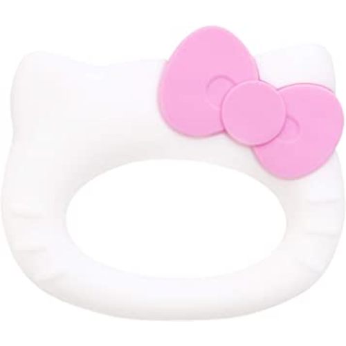 Bumkins Baby Teething Freezer Toy Keys Rings, Soft Flexible Platinum Silicone Pacifier, Safe to Chew, Cool Teether Gum Relief, Essentials for Babies 3 Months, Freezable, Sensory Textured, Hello Kitty