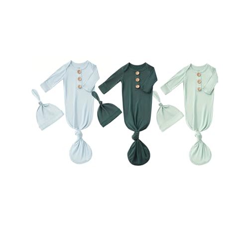 Bow Dream 3 Pack Baby Boys' Nightgowns Newborn gowns Sleepers infant Pajamas Gifts 0-3 Months