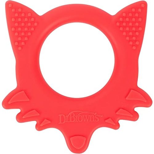 Dr. Brown's Flexees Friends Baby Teether, Orange Fox, 100% Silicone, BPA Free, 3m+
