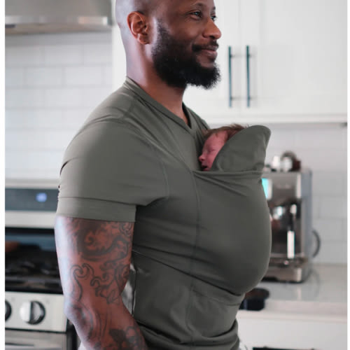 Lalabu Dad Shirt | Original Babywearing T-Shirt with Kangaroo Pouch | Baby Wrap Carrier for Newborns & Infants | Baby Wrap Carrier for Newborns | Essential for new Dads