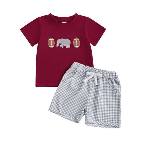 Little Boy Short Sleeve Elephant Football 2-Piece Outfit Set – The Trendy Toddlers