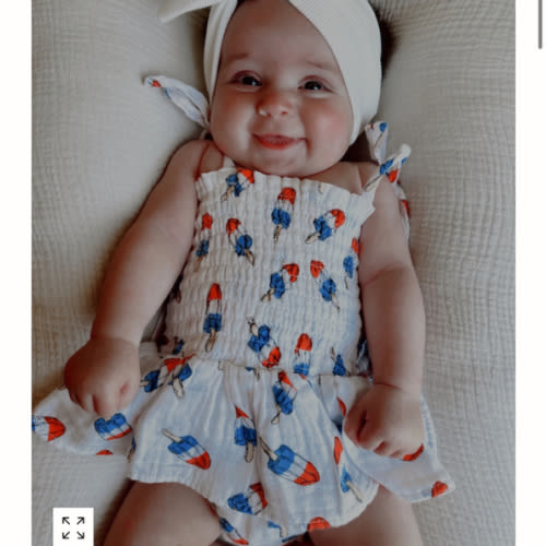 Muslin Smocked Bubble w/ Skirt, Red, White & Blue Popsicle – SpearmintLOVE