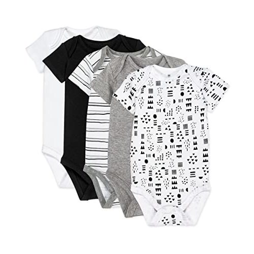 HonestBaby baby-boys 5-pack Short Sleeve Bodysuits One-piece 100% Organic Cotton for Infant Baby Boys, Unisex