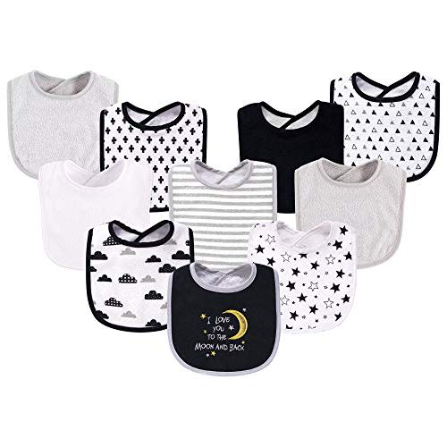 Hudson Baby Unisex Baby Cotton and Polyester Bibs, Moon And Back, One Size