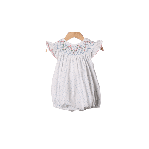 Smocked Heirloom Blue Bitty Dot Bubble