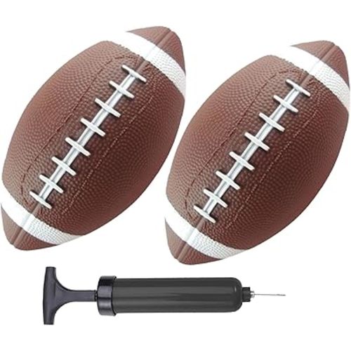 ABAJI Toy Football 2PCS 6 inch Small Mini Ball for Kid Toddler Soft Rubber Come with Pump Needle Boys Girls Gift Party Decor