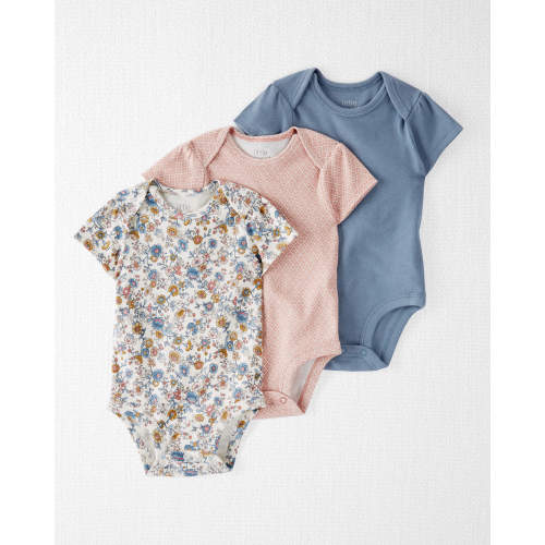 Baby 3-Pack Organic Cotton Rib Bodysuits - Style,Damask Floral