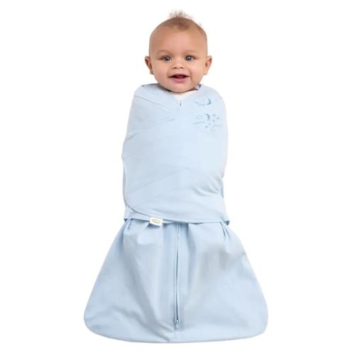 HALO 100% Cotton Sleepsack Swaddle, 3-Way Adjustable Wearable Blanket, TOG 1.5, Baby Blue, Newborn, 0-3 Months - Newborn (Pack of 1)