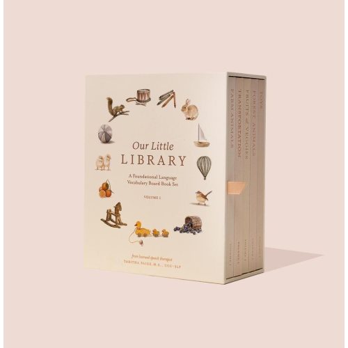 Our Little Library: A Foundational Language Vocabulary Board Book Set for Babies, Including Farm Animals, Forest Animals, Foods, and more