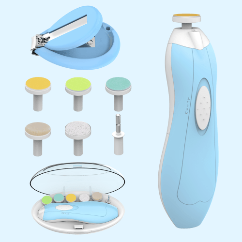 Lupantte Baby Nail Filer and Baby Nail Clippers with Light Set, Electric Infant Nail Trimmer Kit, for Newborn Blue