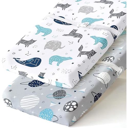 BROLEX Changing Pad Covers for Baby: Boy Girls Ultra Stretchy Soft 2 Pack Space Planet