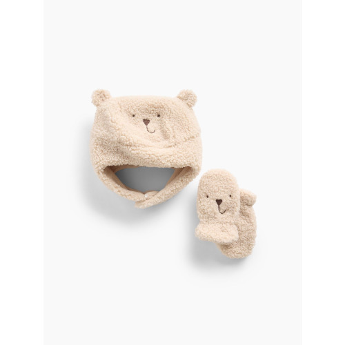 Baby Sherpa Brannan Bear Hat & Mittens Set