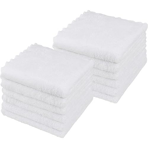 Orighty Ultra Soft Washcloths 12 Pack, Premium Microfiber Towel Sets 12 x 12 inches, Absorbent and Quick Drying Coral Velvet Washcloth, Multi-Purpose Wash Cloths for Bathroom, Hotel, and Gym (White)