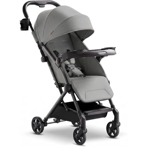 Mompush Lithe V2 Lightweight Travel Stroller Snack Tray Included, Grey